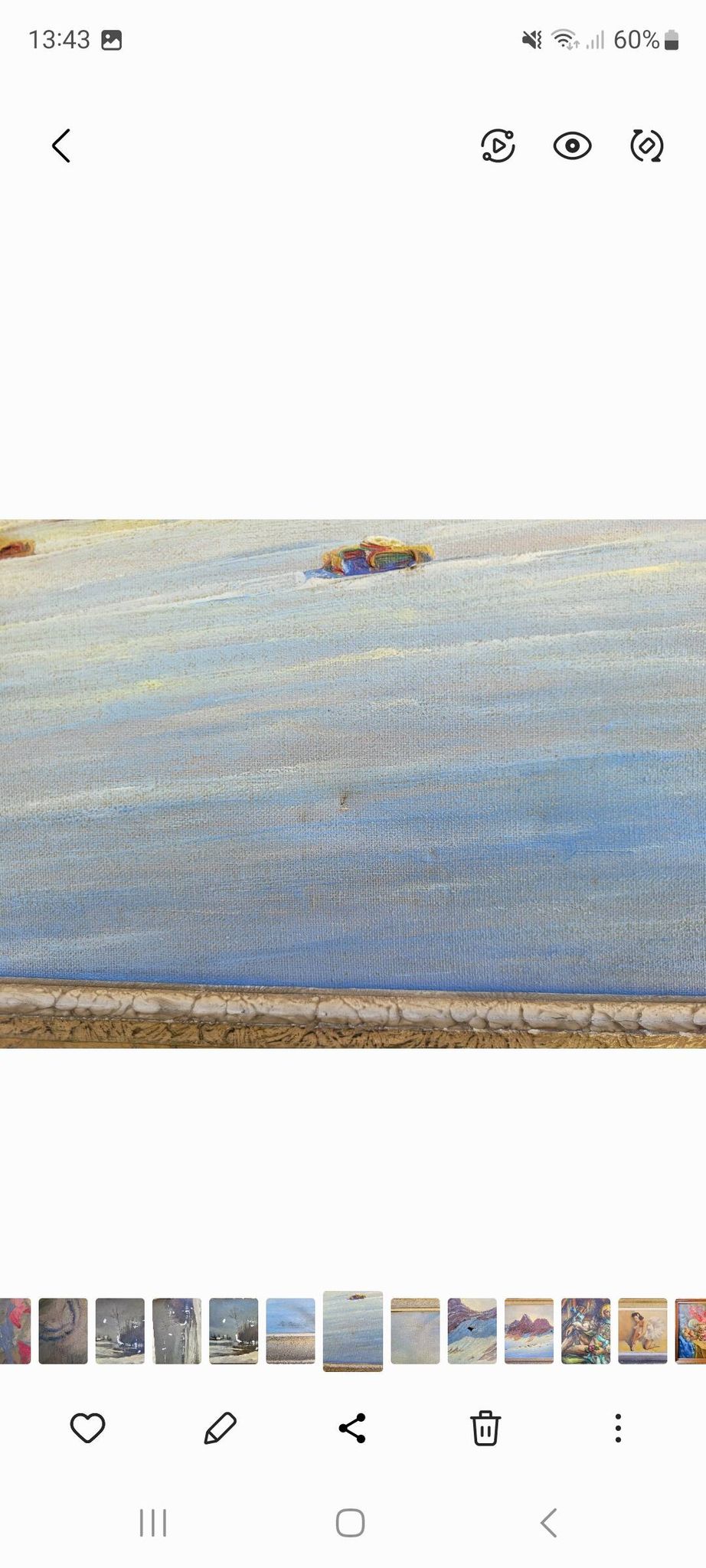 Old large vintage painting signed A. WEBER from the 1940s and 1950s.
