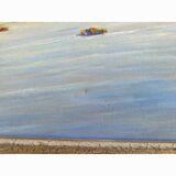 Old large vintage painting signed A. WEBER from the 1940s and 1950s.