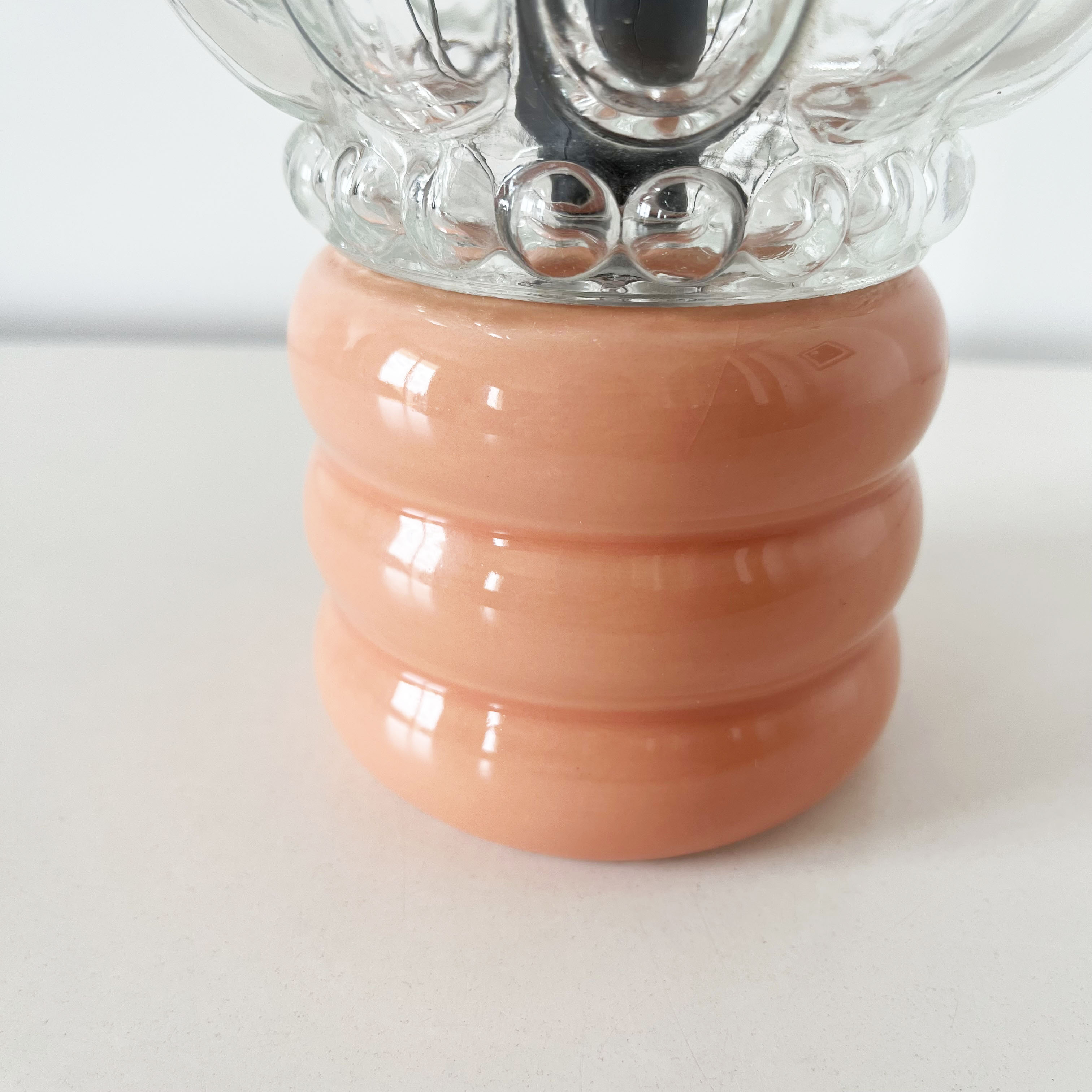 Ceramic lamp and glass globe 1970