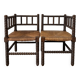 Pair of rush-seated chairs by the fireside "bobbin"
