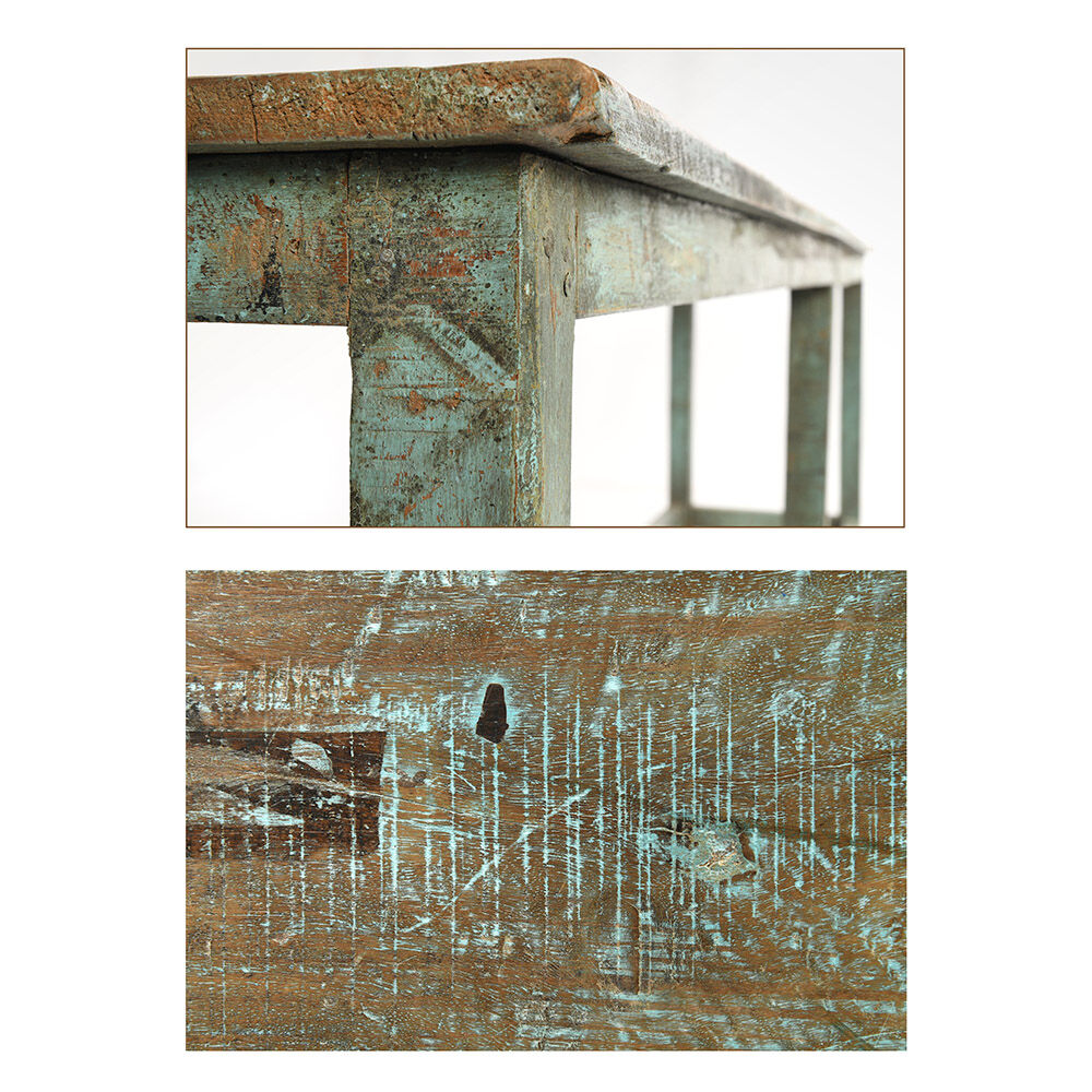 Patinated wooden bench