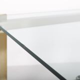 Vintage coffee table in gold metal and double glass top, 70s