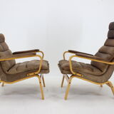 1970s Pair of Yngve Ekström "Contino" Leather Armachair,Sweden