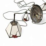 3 light chandelier with glass shades / Art Deco