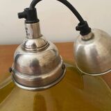 Pendant lamp with thick bubbled glass shade in green-yellow color