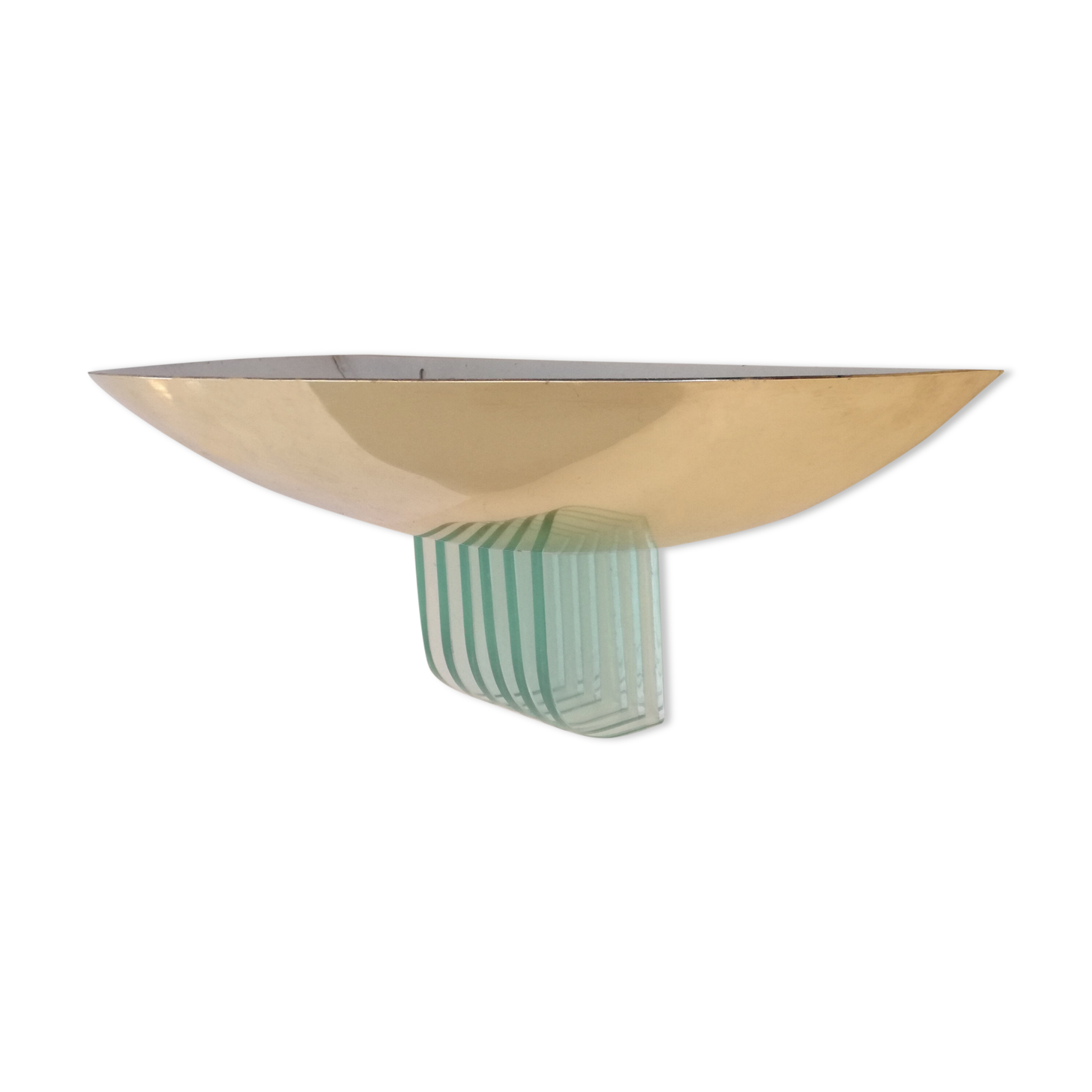 Brass and glass saucer sconce