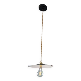 Industrial pendant light in black enamelled sheet metal