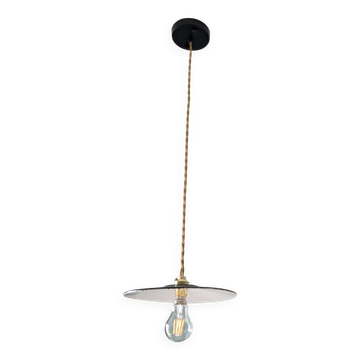 Industrial pendant light in black enamelled sheet metal