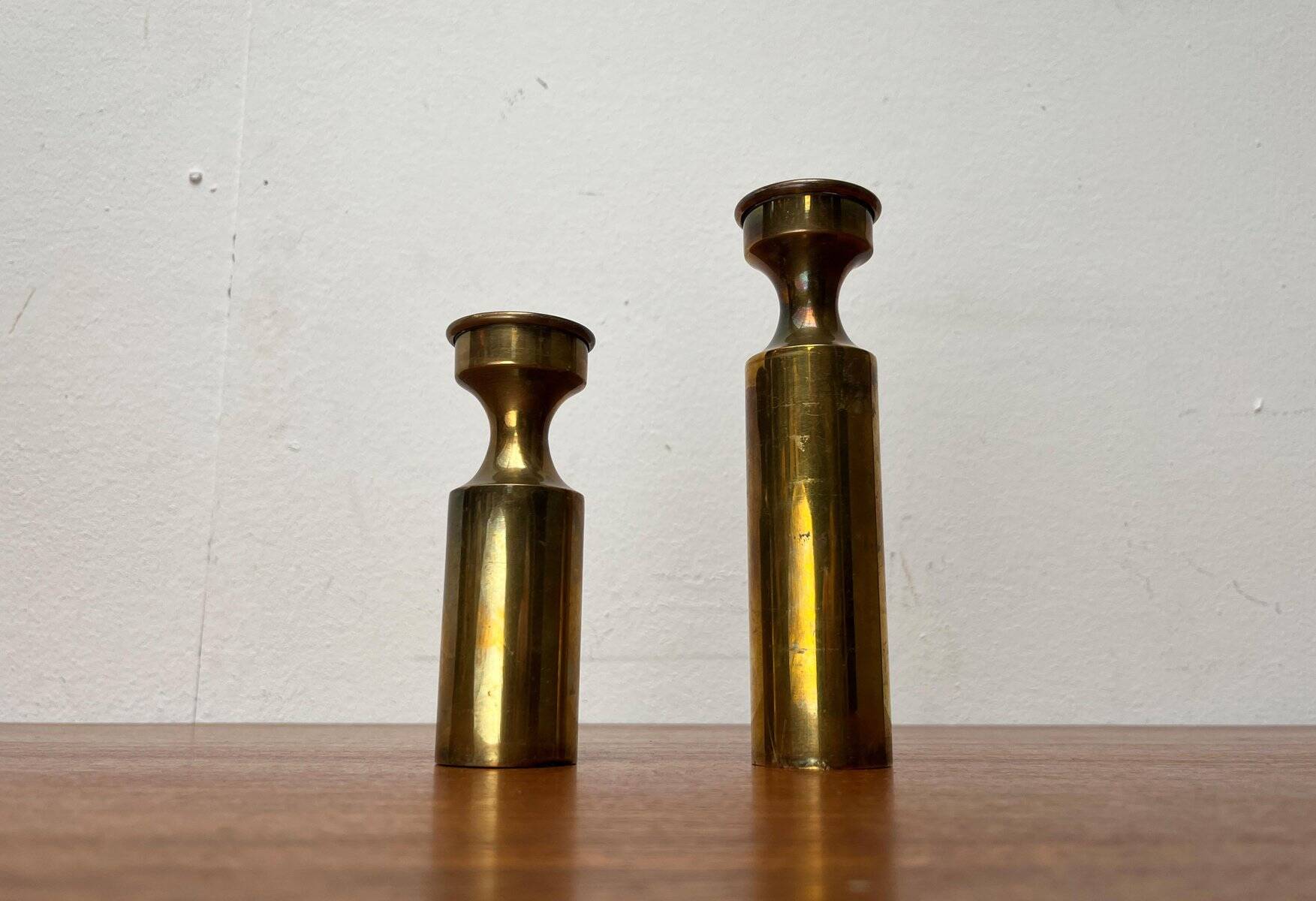 Danish brass candle holders from the mid-century by Boyes Metalkunst, 1960s, set of 2.