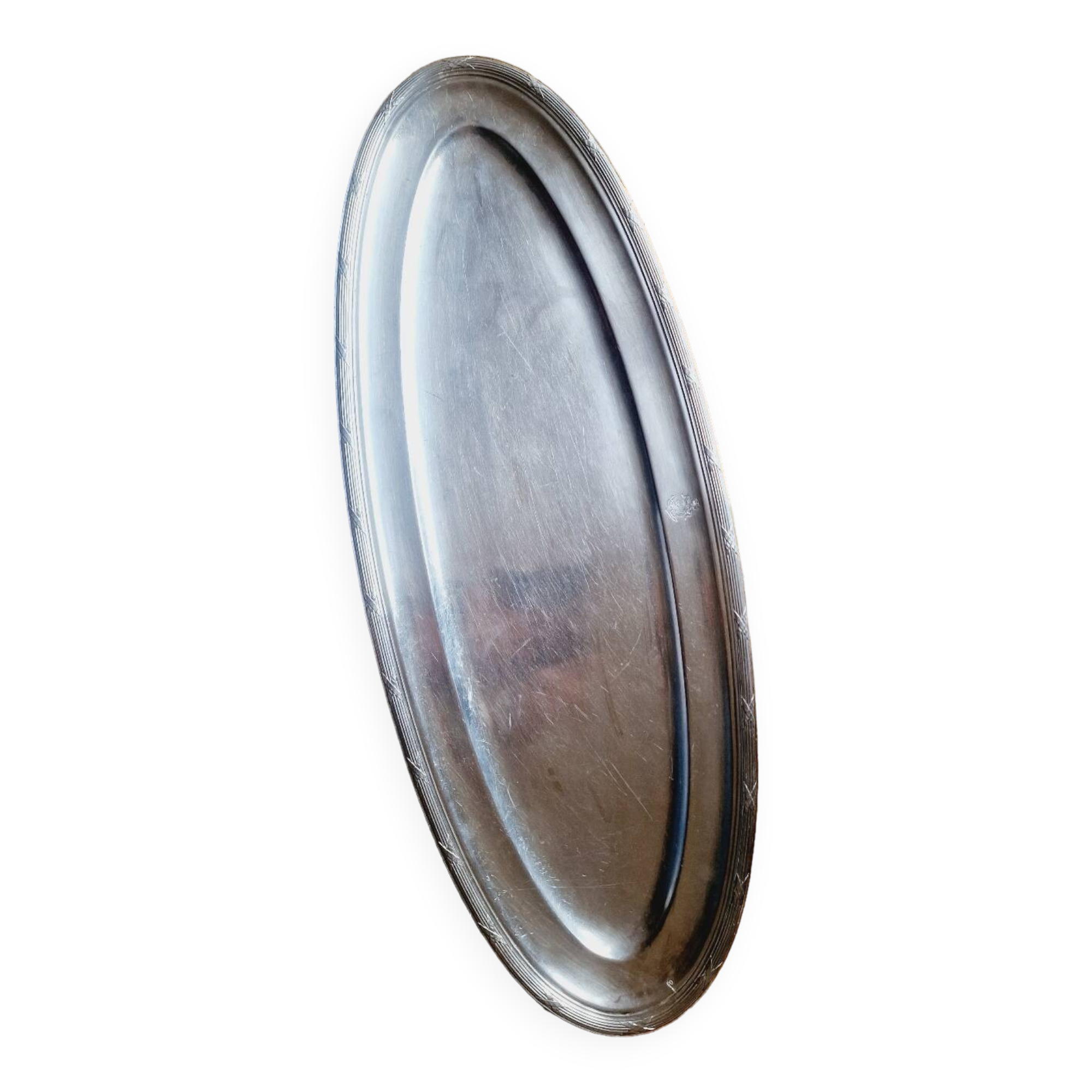 Large oval Christofle tray in silver metal