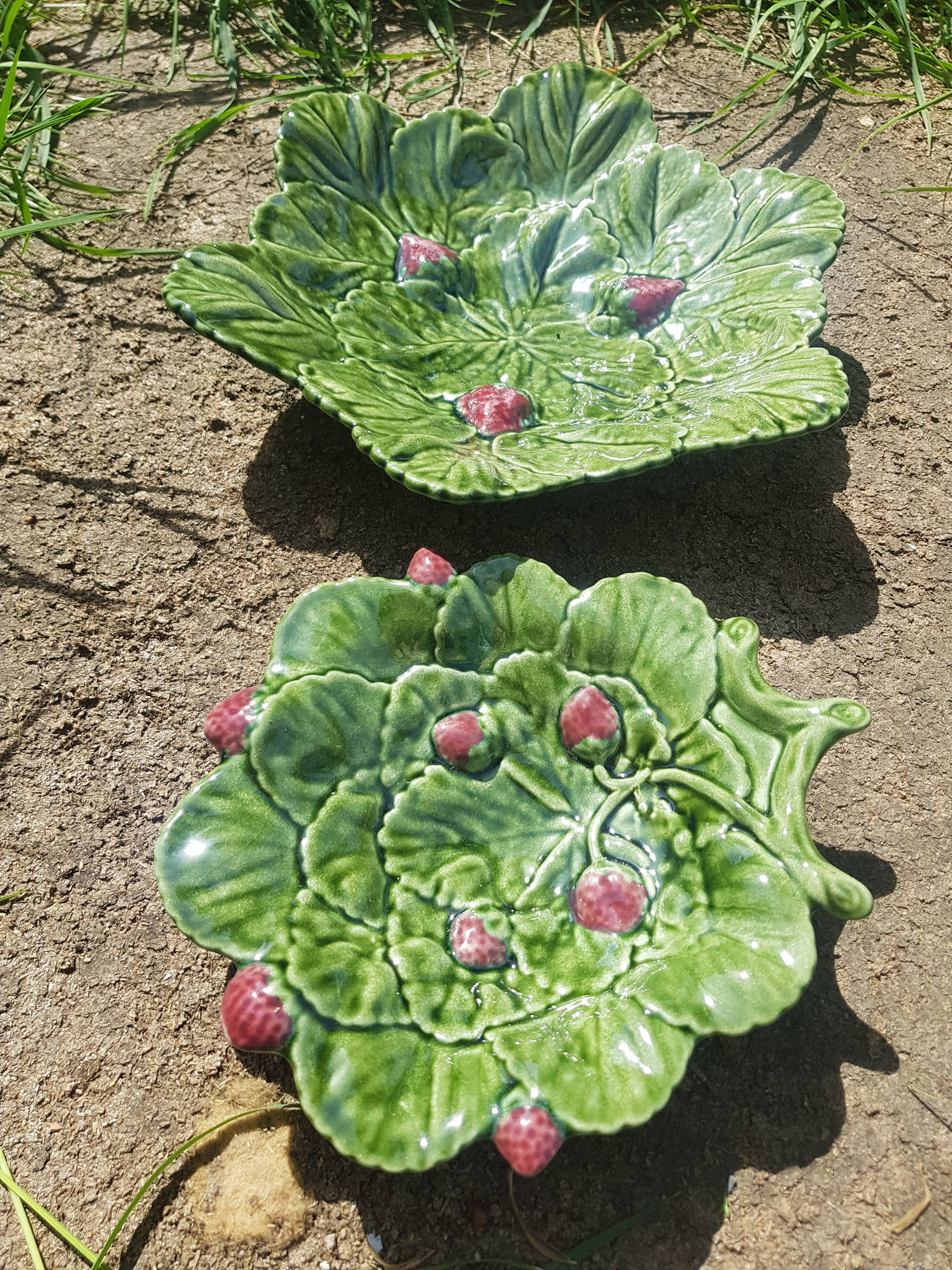 Set of two dishes slurry decoration of strawberries.