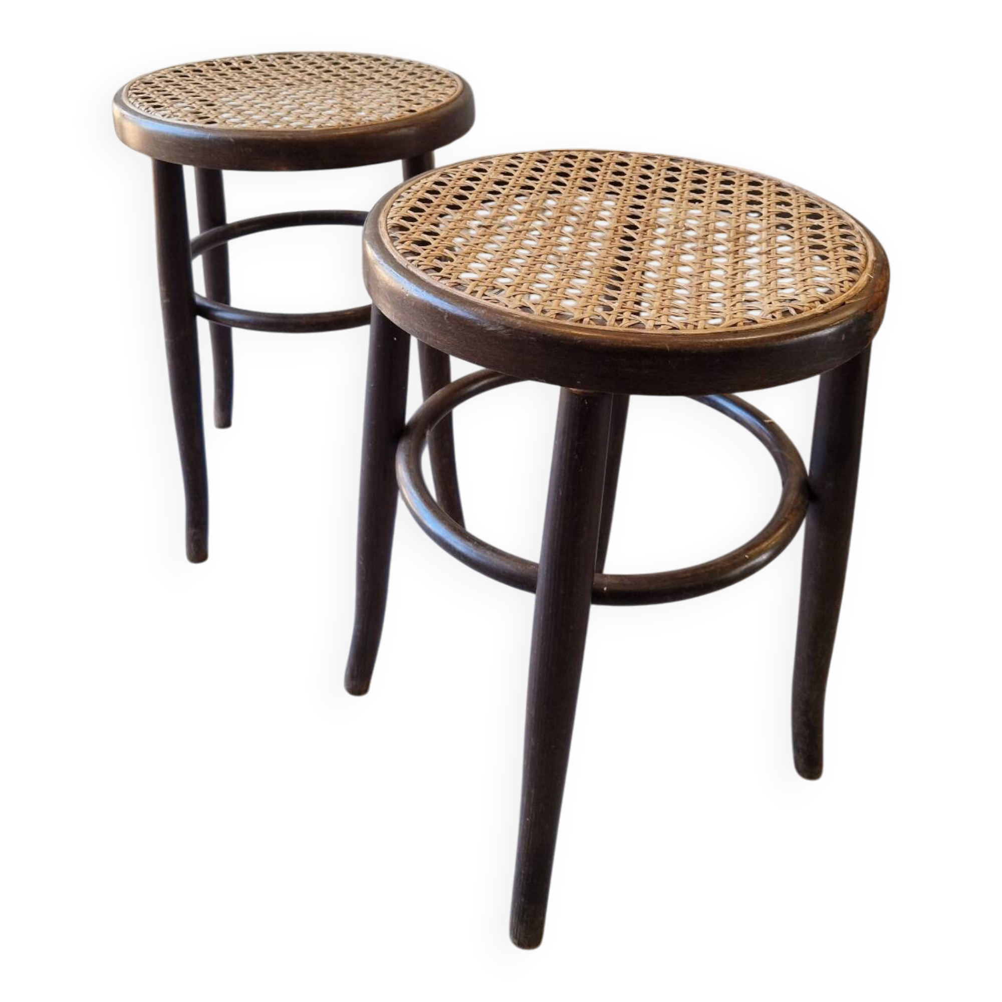 Lot De 2 Tabourets En Cannage Style Thonet