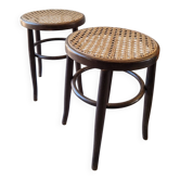 Set of 2 Cane Stools in Thonet Style