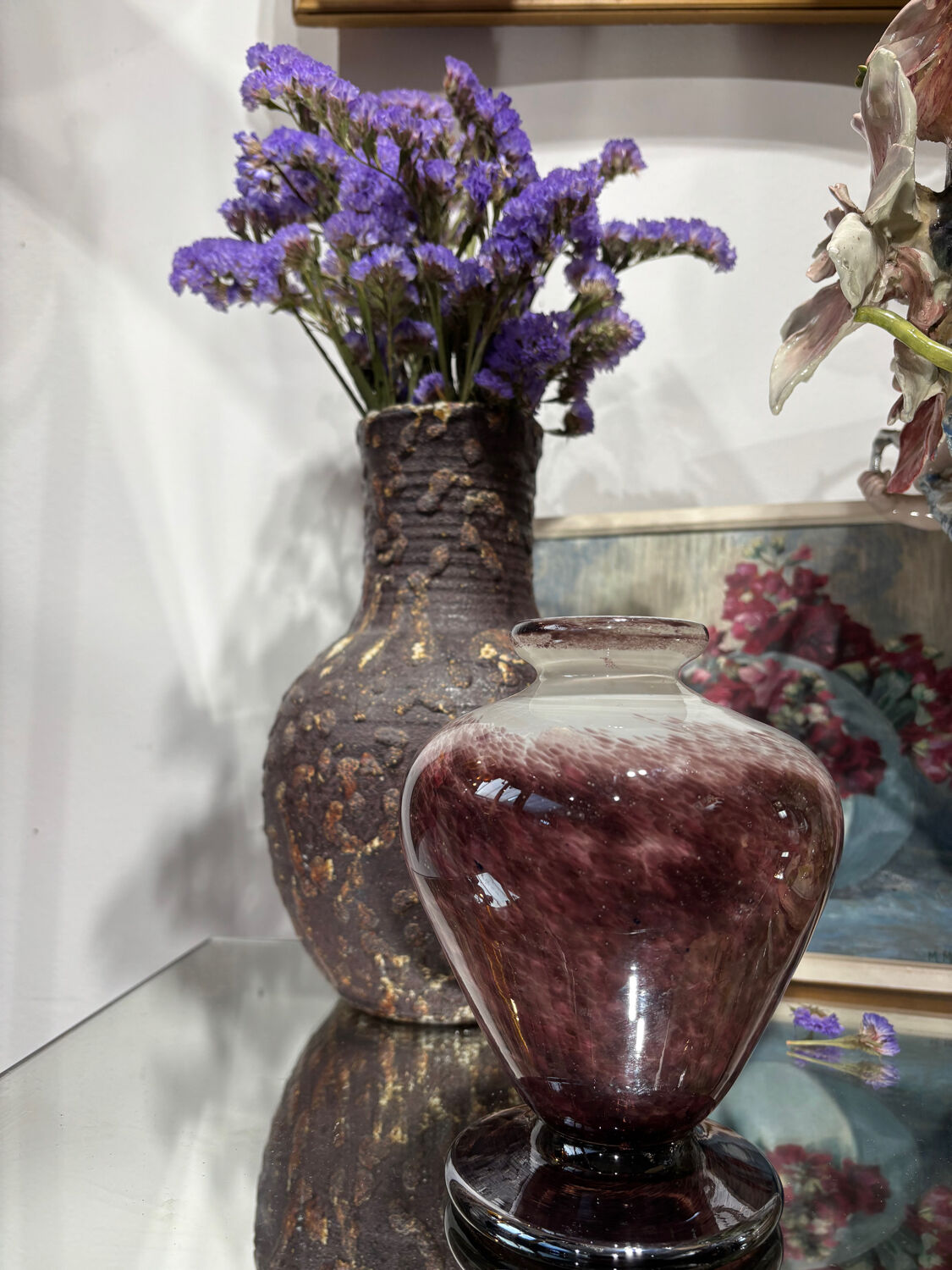Blown glass round vase, signed Jean-Claude Novaro.