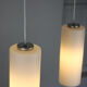 Pair of vintage Danish opaline glass hanging light