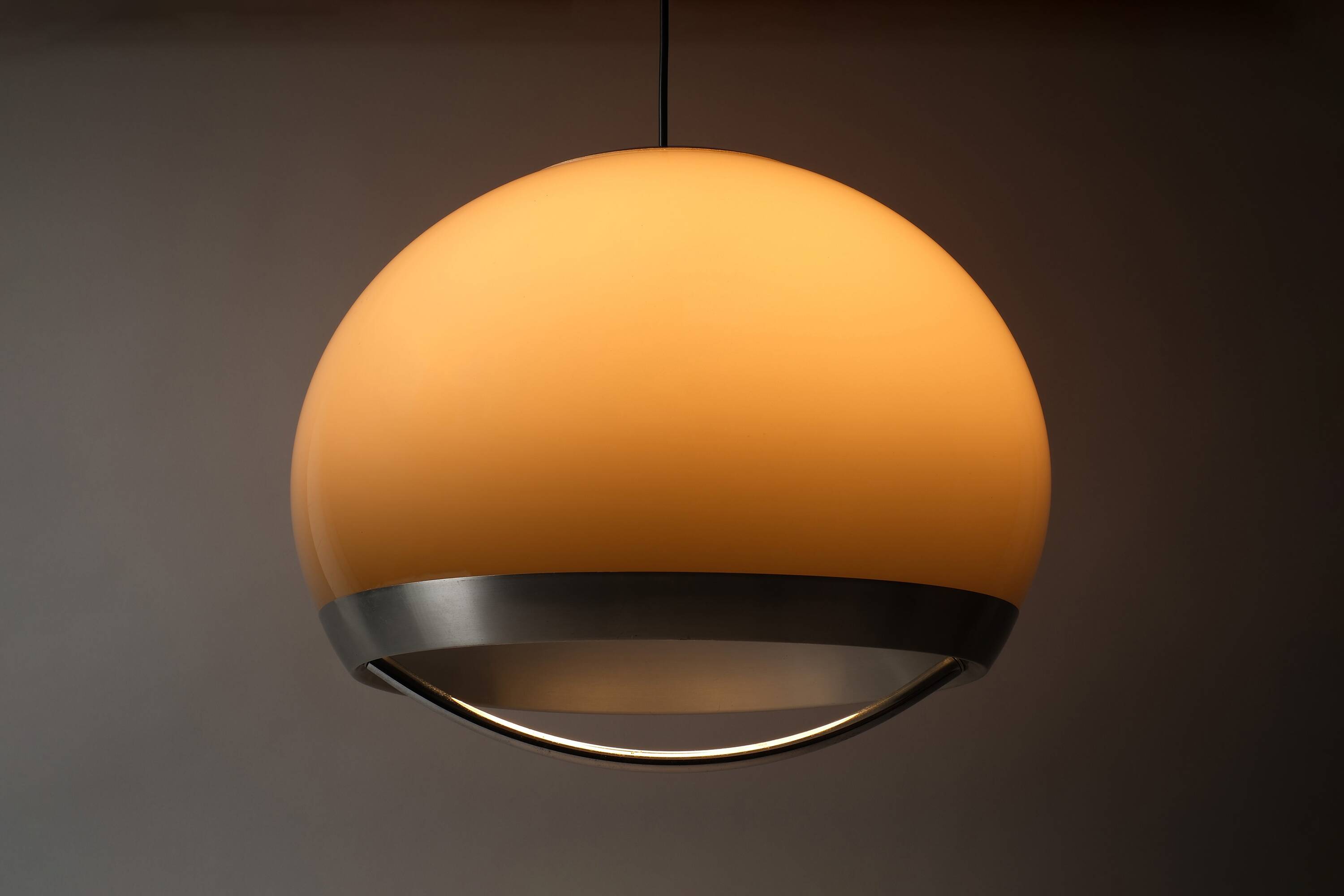 Dijkstra Lampen Mocha-Brown Acrylic Dome Pendant Lamp, 1970s Space Age.