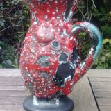 Glazed ceramic pitcher in Fat Lava style