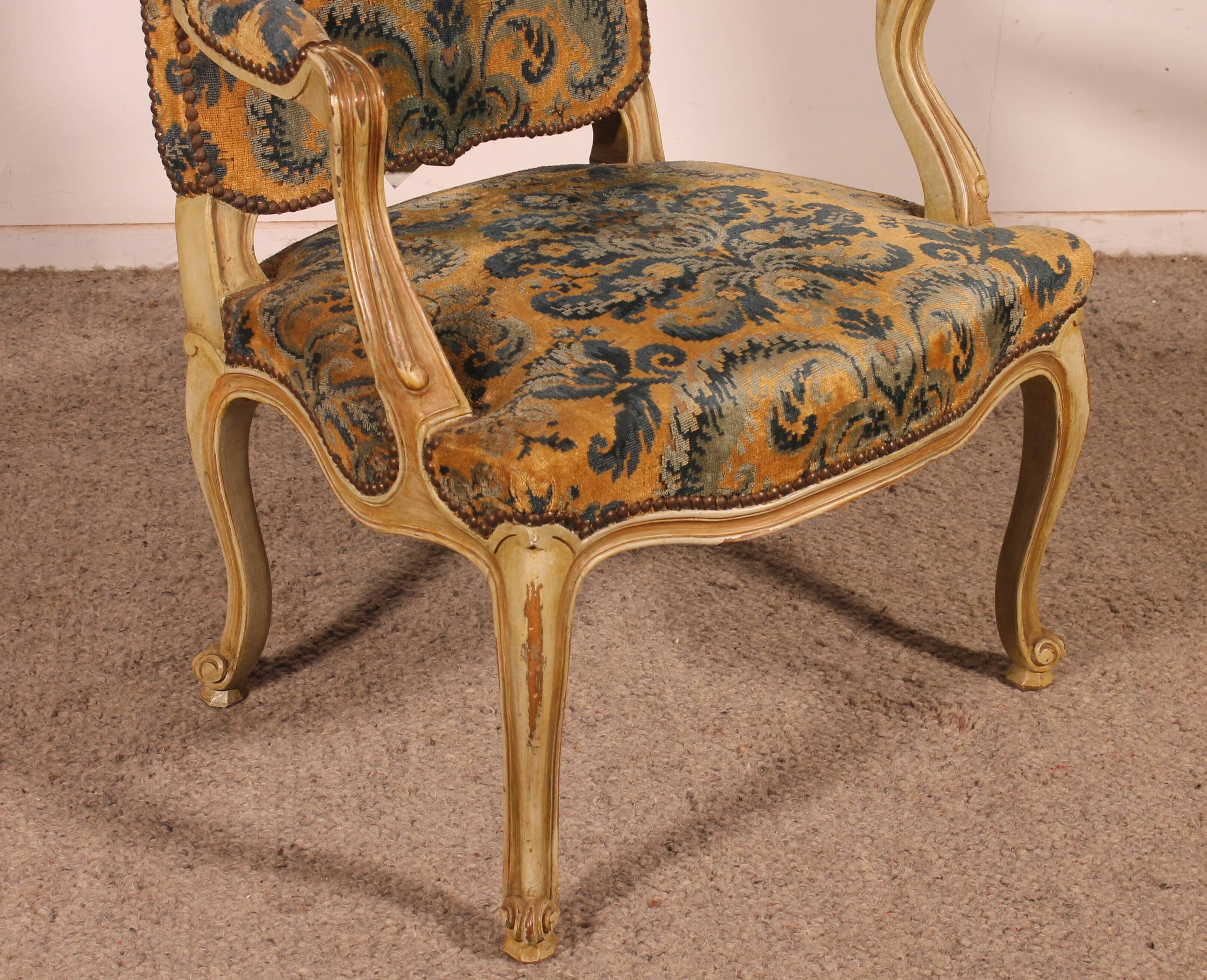 carved armchair with a Louis XV style - 19th century