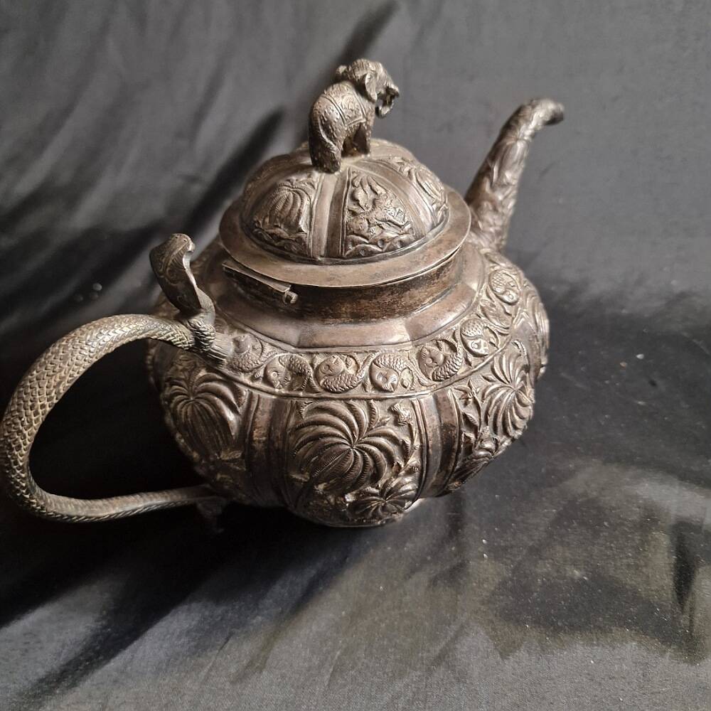 Solid silver teapot kutch India