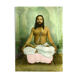 Portrait of a yogi, Rajasthan circa 1920, old colored photograph