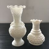 Pair of white glass vases