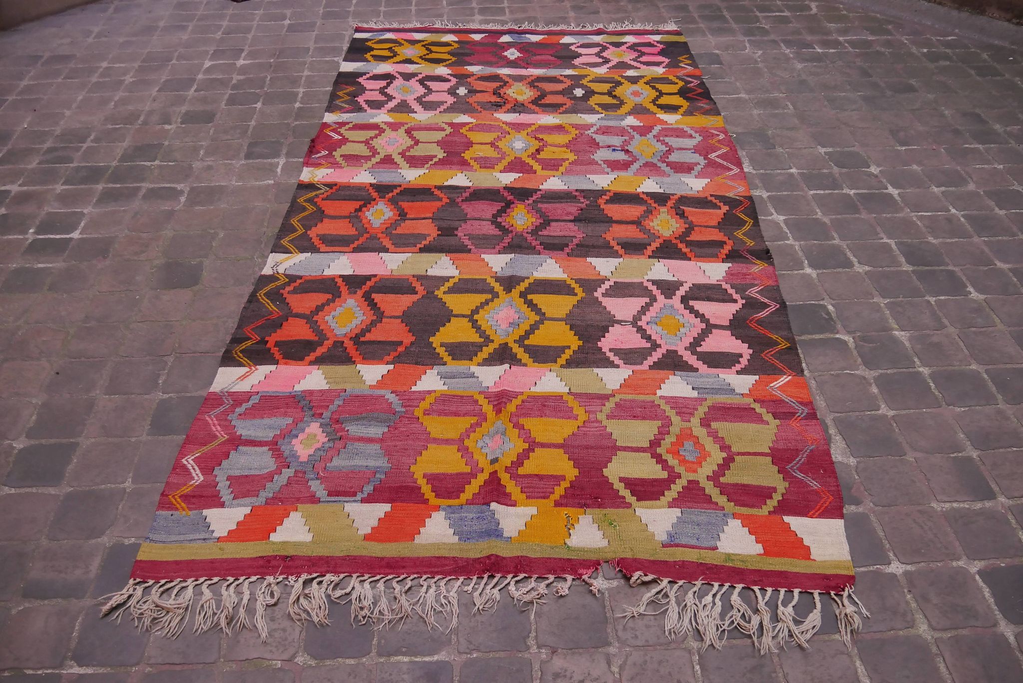 Old Oriental carpet kilim Anatolia 300 x 155 cm