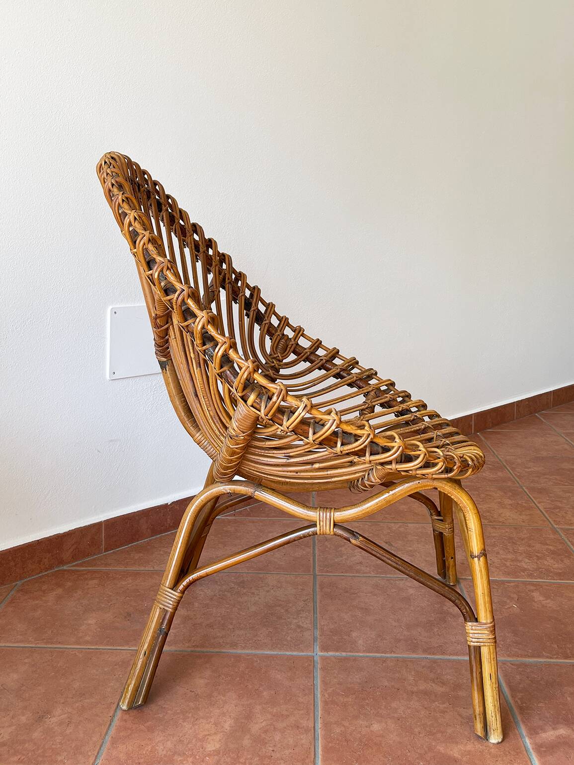 Italian 1960s original rattan egg armchair