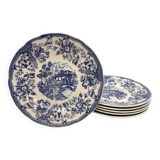 6 Flat blue blue plates "Flowers"