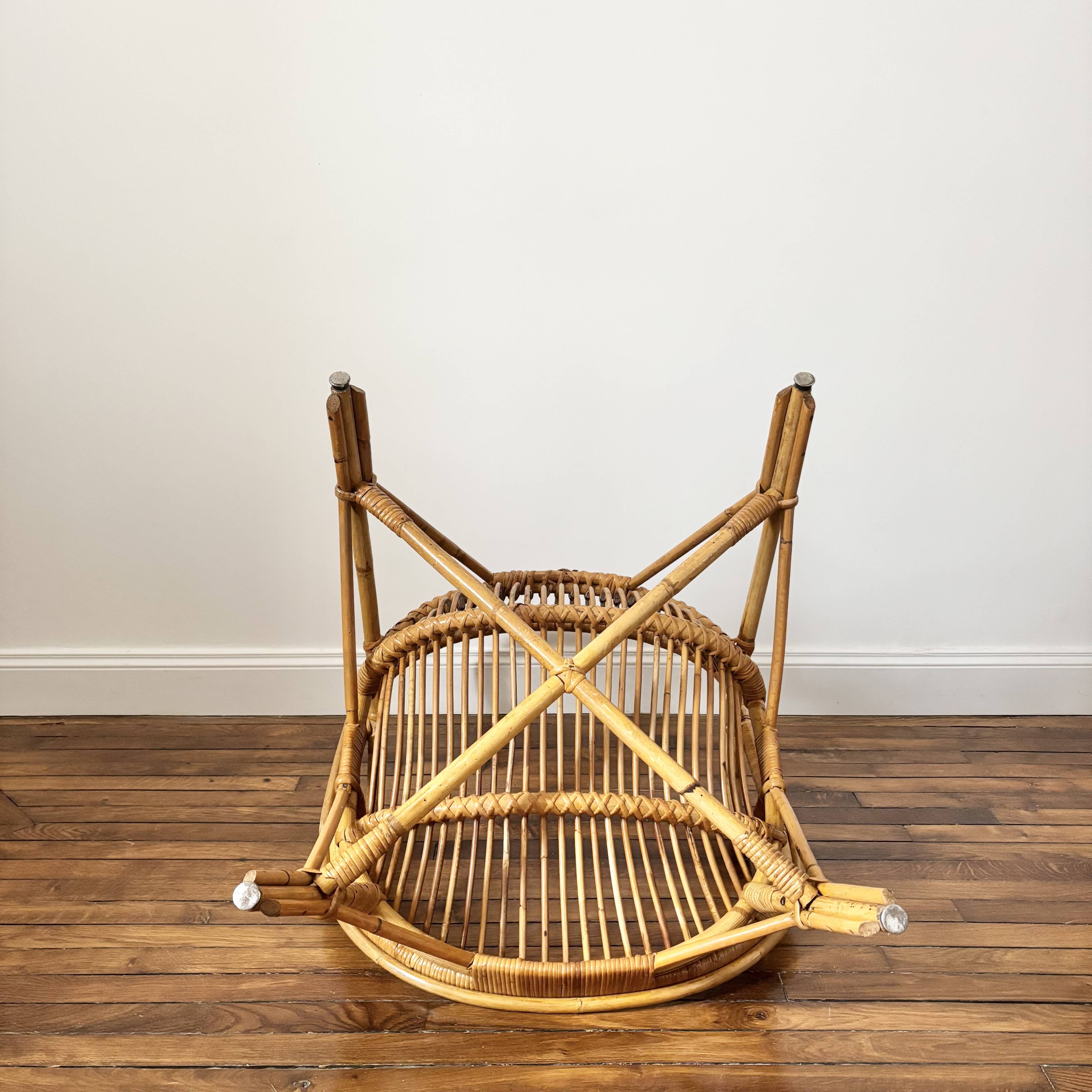 fauteuil en rotin vintage