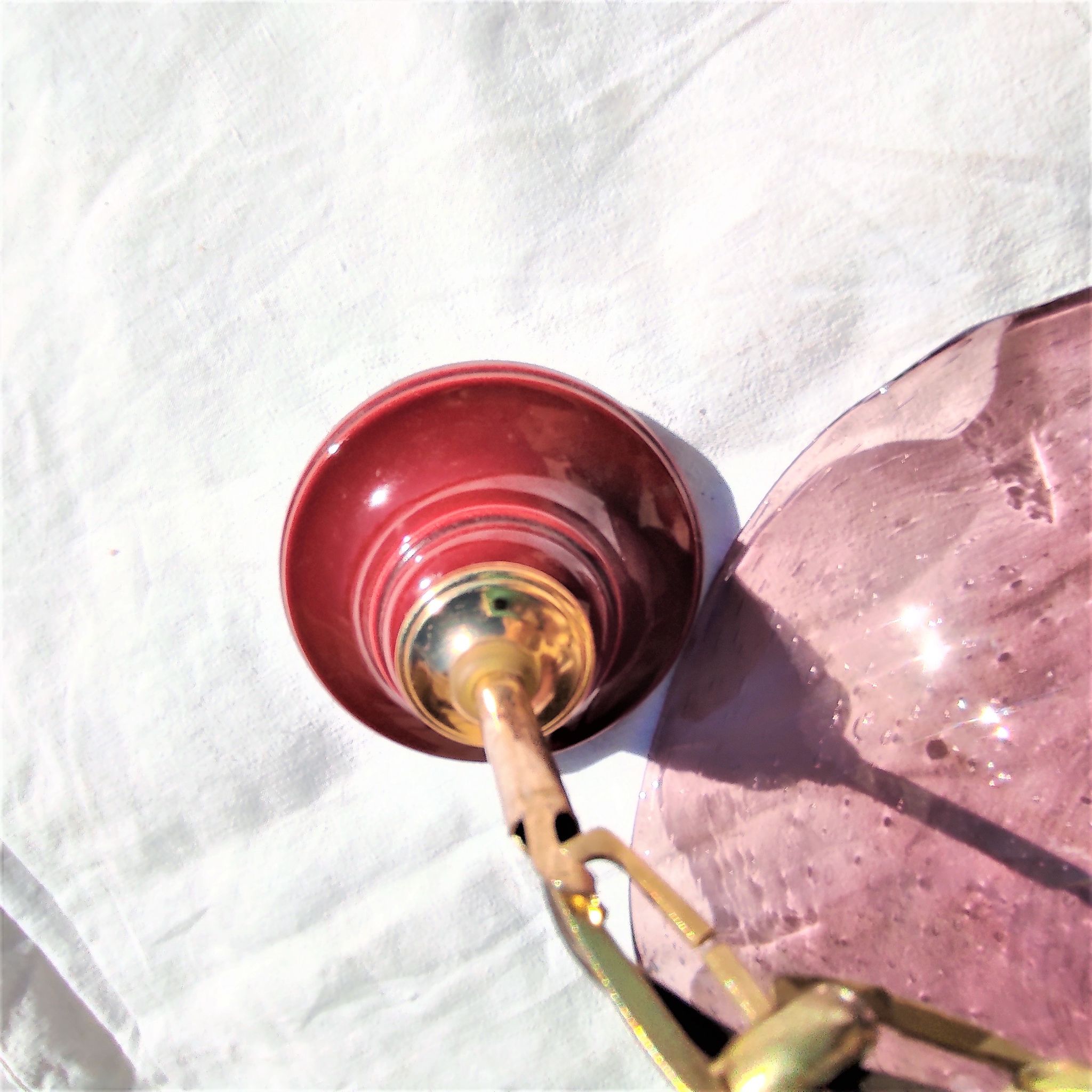 Bubble glass pendant light with engraved inscription of the town of Biot circa 1950