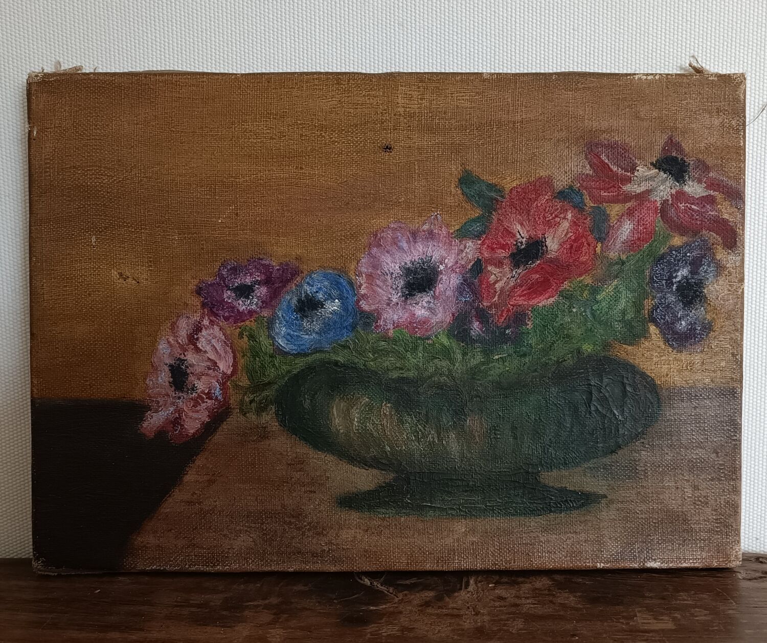 Painting still life with bouquet of flowers