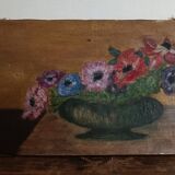 Painting still life with bouquet of flowers