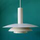 1970s pendant light in white lacquered metal. Denmark 1975