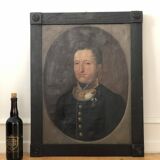 Peinture de portrait militaire antique de grand format d'un baron allemand, 1870