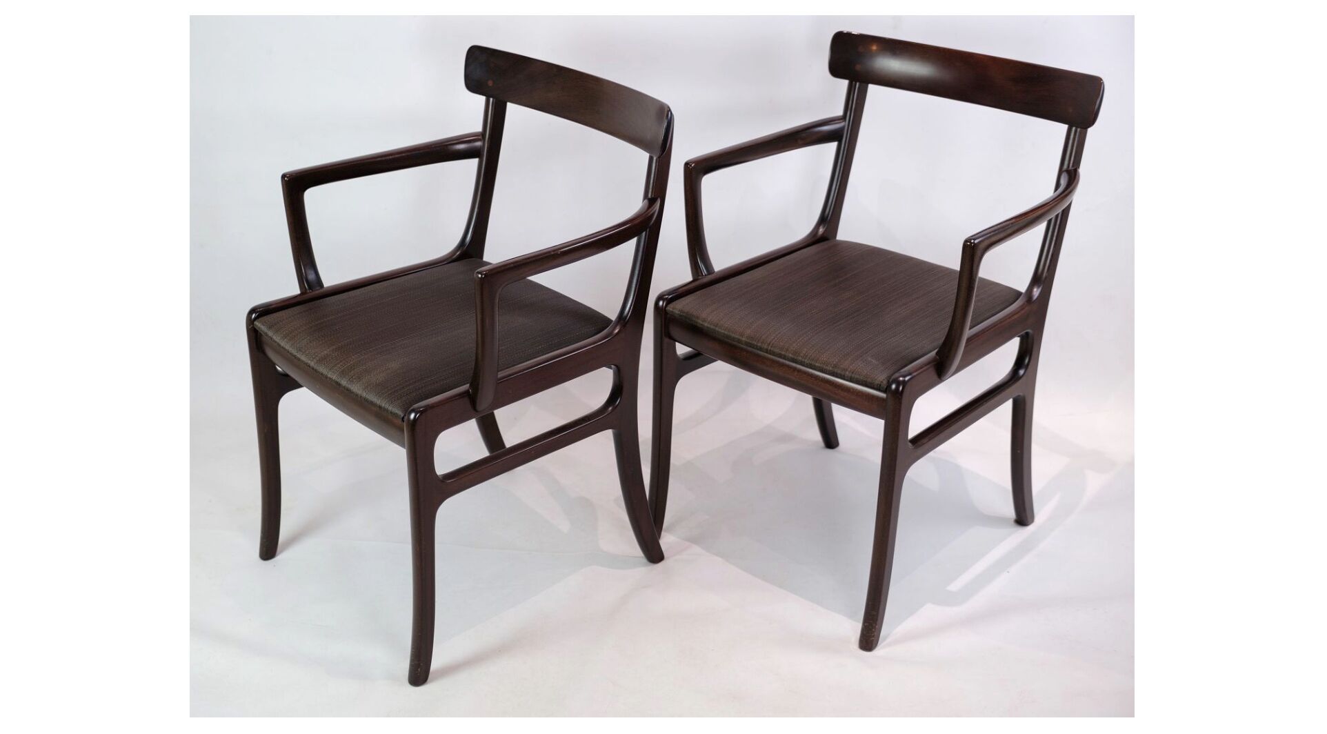 Set of Two Mahogany Rungstedlund Armchairs by Ole Wancher