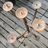 Large Brutalist Wrought Metal Candlestick - Early 20th Century