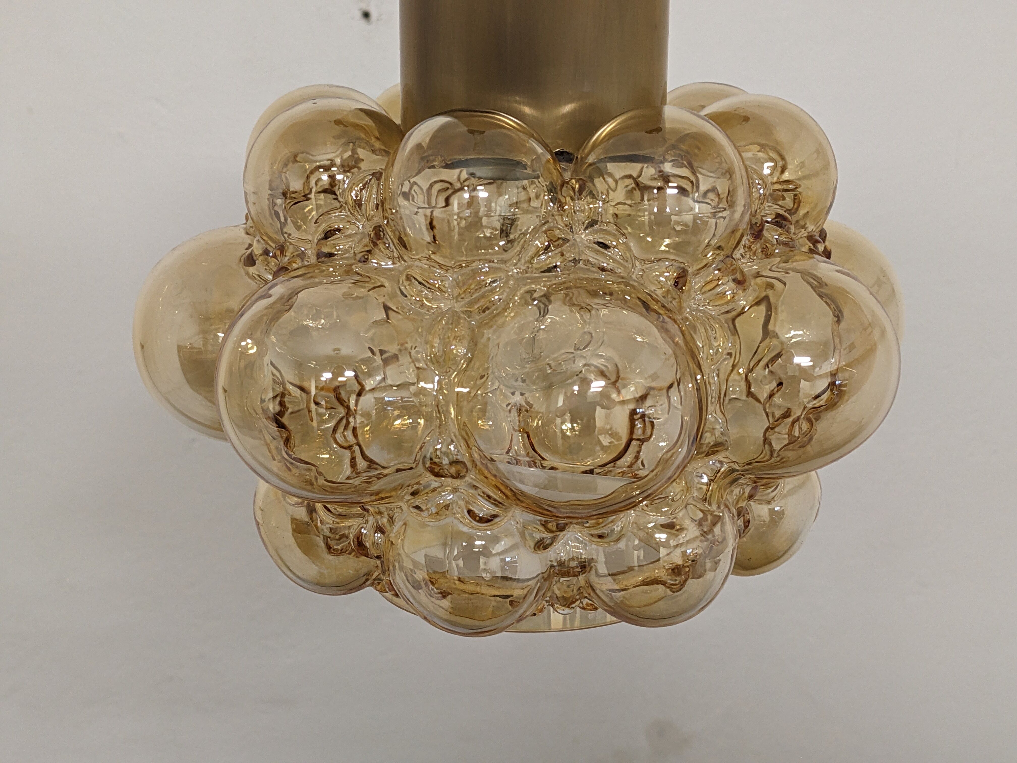 Amber bubble pendant lamp by Helena Tynell for Limburg 60s/70s