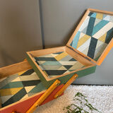 Vintage worker, sewing box feet compass