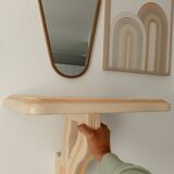 Vintage solid oak wall-mounted console shelf