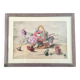 Tableau aquarelle panier de pivoines