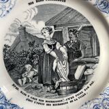 Set of 6 talking plates - creil and montereau France
