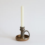 Stoneware candle holder signed