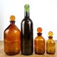 3 amber glass apothecary bottles - pharmacy bottles