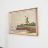 Painting „The Windmill above the Marina”, Scandinavian design, 1970s