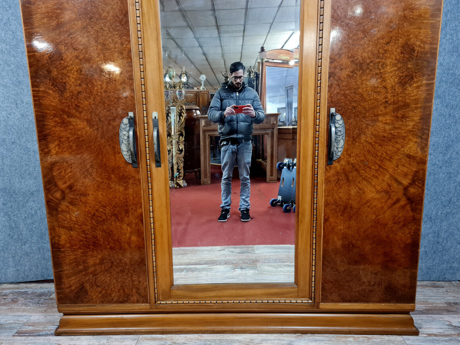Art Deco period wardrobe in magnifying glass circa circa 1925-1930