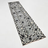 Black & beige turkish runner rug 72x284cm