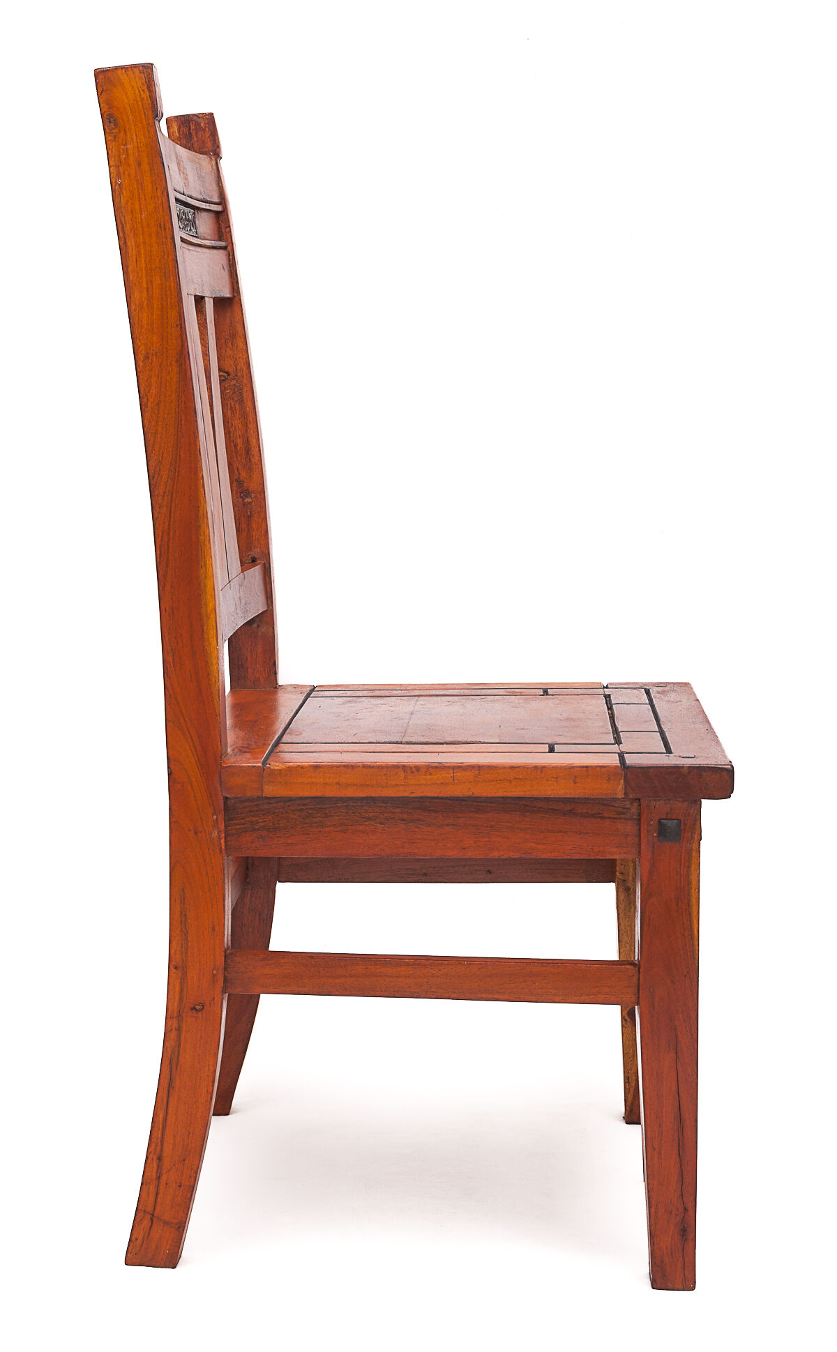Set of 4 chairs in solid mahogany, vintage Art Nouveau, 1900