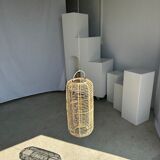 Large lantern-shaped rattan pendant lamp H50 D24