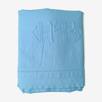 Drap ancien, coton, monogramme HB