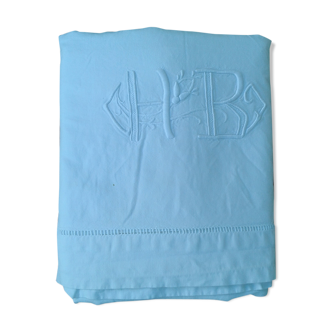 Drap ancien, coton, monogramme HB